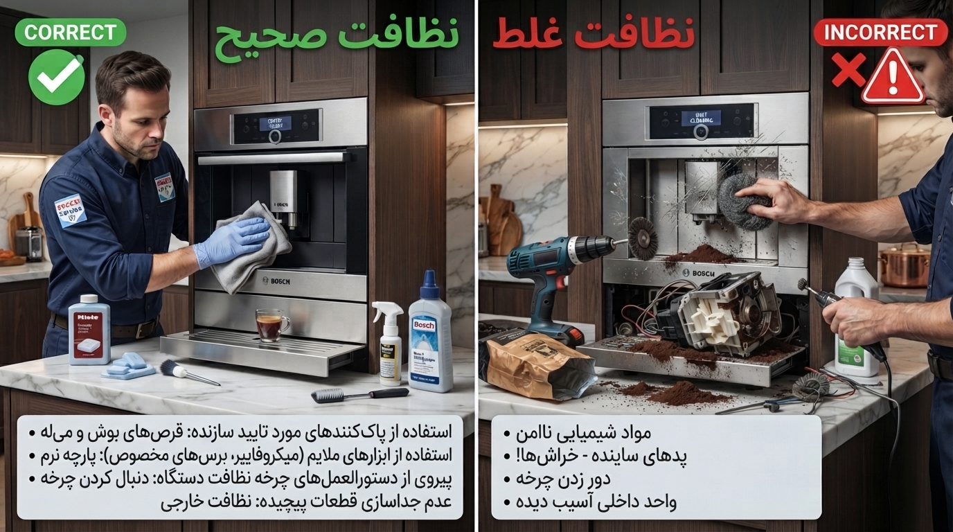 اشتباهات رایج در نگهداری و تمیزکاری اسپرسوساز توکار
