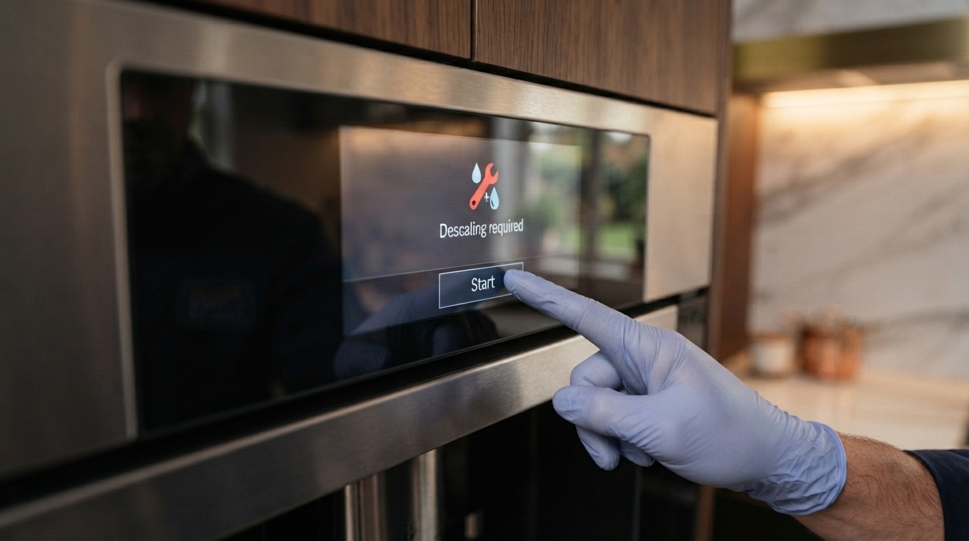 هشدار رسوب‌زدایی در اسپرسوساز توکار